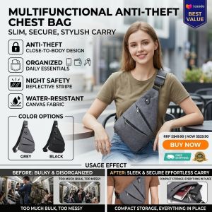 Multifunctional Anti Theft Chest Bag Waterproof Close Fitting Messenger Bag Men’s Chest Bag Fashionable Waist Bag多功能贴身防盗胸包