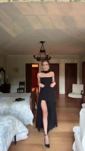 324White Mesh Scarf Neck Strapless Long Dress Fashion Off Shoulder Sleeveless High Waist Slim Split Robe Lady Party Beach Gown 2025