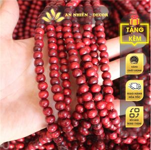 Vòng Hạt Gỗ Đỏ 108 Hạt - Đeo Tay cầu nguyện Trang Trí Lũa Decor