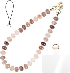 CH.yishi Handmade Natural Crystal Beaded Cell Phone Charm Lanyard    Camera Charm Lanyard Hands-Free Wrist Strap Phone Chain String Keychain Decor for WalletGemstone Accessories
