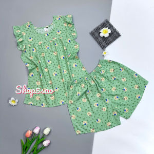 [HCM] Đồ bộ lanh (tole) mặc nhà nữ SHOP5SAO quần đùi áo cánh tiên (48-80kg)