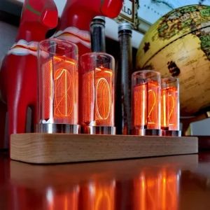 Sacesr LED Digital Desk Clock Table Decoration Modern Desktop Clocks Original Vacuum-tube Watches Calendar Mechanical Room Decoration 4P6B8