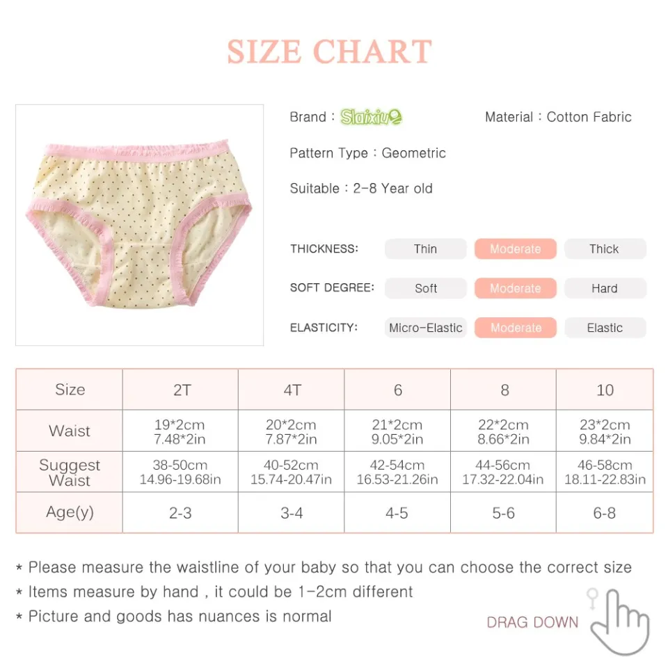 6pcs/lot Children Cotton Underwear Female Cartoon Printed Baby