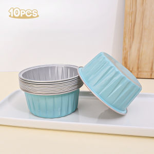 10PCS Reusable Aluminum Foil Tin Cup Pudding Cake Mold Air Fryer Tinfoil Box Small Baking Tray Tinfoil Cups Baking Pastry Tools