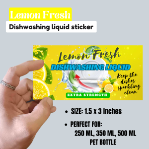 BRCos 24 Pcs (500ml 350ml 250ml Size ) Dishwashing Liquid Generic Sticker Label for Calamansi Fresh High-Quality Waterproof Vinyl Sticker of Pet Bottle Easy and Ready to Use