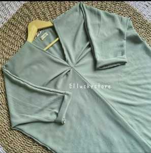 Gamis Kaftan V-Neck Polos Cringkle Gamis Wanita Viral TERLARIS Gallery Store Indonesia