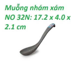 Muỗng phở cơm canh nhựa Melamine nhám đen / nâu / ngói / xám - NO32N