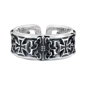 Mens Punk Styles Crosses Rings Retro Hip Hop Adjustable Copper Metal Rings for Unique Personality
