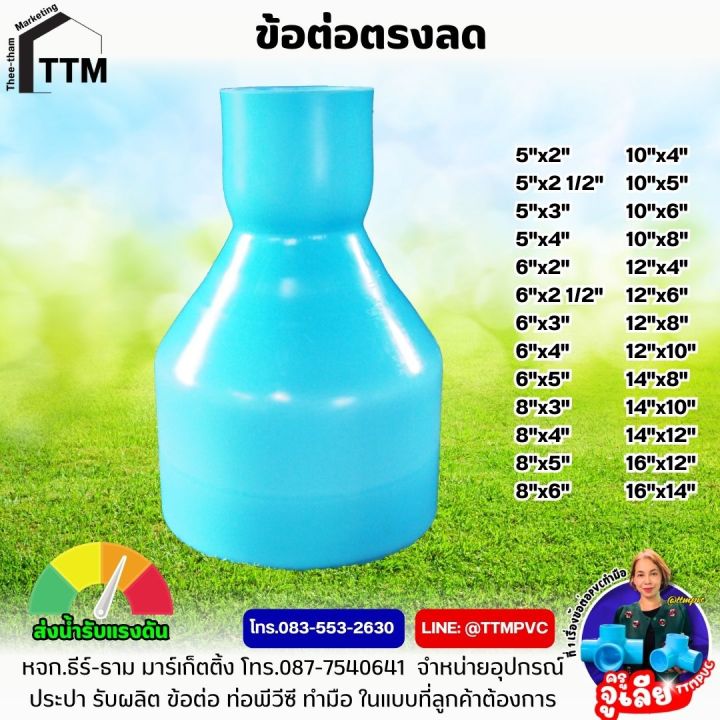 ข้อต่อตรงลด PVC ขนาด 12x4 นิ้ว ชั้น 8.5 สำหรับงานประปา