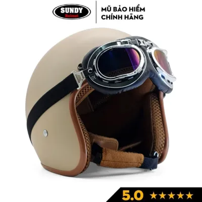 Mũ bảo hiểm 3/4 đầu Helmets thời trang an toàn kèm kính Phi Công UV nhiều màu cá tính Freesize (55-58cm) DANSHOP Mũ Bảo Hiểm Thời Trang - An Toàn - Giá Rẻ - Chất Lượng