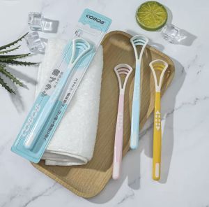 Silicone tongue scraper oral care coating brush multifunctional dual-effect double sided tongue coating cleaning brush removing bad breath portable