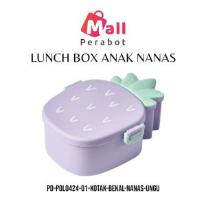 Mall Perabot | Lunch Box Kotak Bekal Makan Motif Nanas Free Sendok Garpu | Kotak Makan Anak Lucu Dan Unik