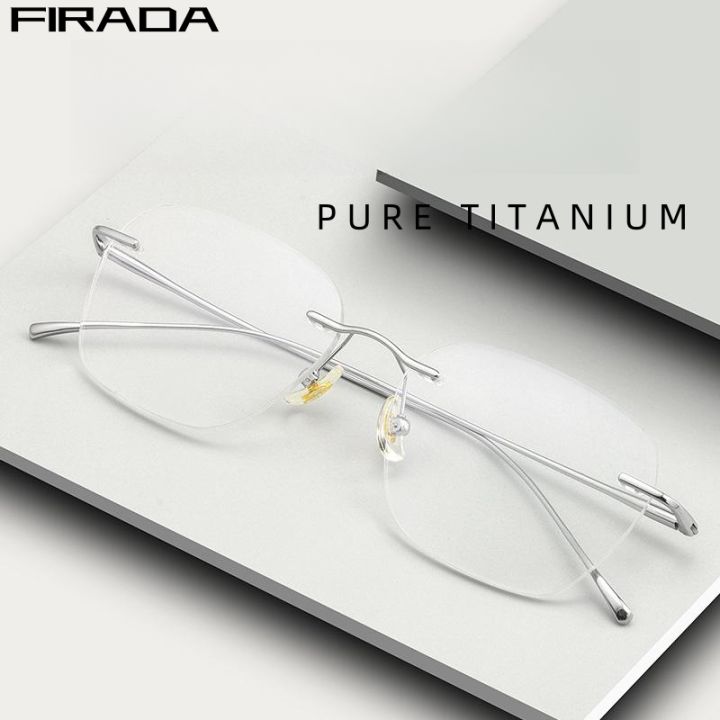 FIRADA Fashion Luxury Eyeglasses Retro Pure Titanium Rimless Eyewear  Comfortable Prescription Glasses Frame For Men Women 8978WK Lazada PH