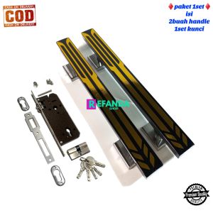 1set lock body kunci dan 2buah gagang handle pintu rumah minimalis pilihan panjang 33cm 45cm dan 60cm bahan stainless anti karat untuk pintu depan dan kamar daun pintu 1