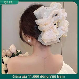 QK FA ✨ Mùa Hè Ngọt Ngào Lưới Vải Tuyn Sao Bong Bóng Tóc Claw Clip Cho Phụ Nữ Rắn Ponytail Clip Phụ Kiện Mũ