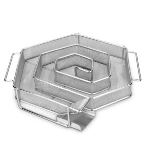 VJ5YE เหลี่ยมหกเหลี่ยมกลม เครื่องกำเนิดควันเย็น อเนกประสงค์อเนกประสงค์ เหล็กไร้สนิม ตัวสร้างควันเศษไม้ เตาย่างบาร์บีคิว หูจับแบบสองหู ตาข่ายบาร์บีคิว ปลาแซลมอน