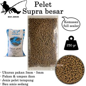 Pelet Supra Besar Apung Umpan & Pakan Ikan Jitu Kolam & Laut (250gr)
