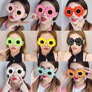 Fun Daisy Flower Sunglasses Hawaiian Beach Party Round Eyeglasses Birthday Selfie Photography Props | Aksesori Rumah Dan Pejabat Berkualiti Tinggi Premium Multi Purpose High Grade Durability