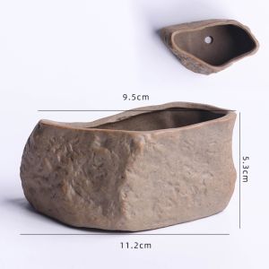 Q-1151 STORE Stone Shape Succulent Plant Pots with Drainage Hole Ceramic Plants Growing Container Mini Wear Resistant Plant Flower Pot Home Decoration