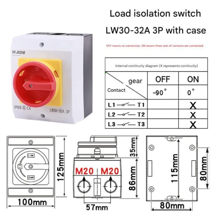 32A 3 Phase Disconnecting Switches Outdoor Rate Waterproof ABS Shell ...