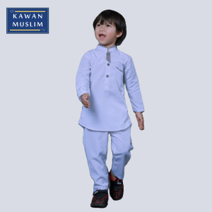 Setelan Koko Kurta Anak 1-12 Tahun Putih Polos Elegan Lengan Panjang Bahan Adem - Kawan Muslim