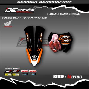 Zero Two!!Stiker Decal Papan Nomor Rmz 450 Dan Spakbor Depan Rmz 450 Tema Zero Two kode LA0706