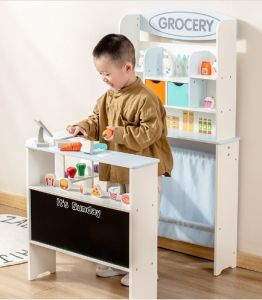 Kids Supermarket Grocery Convenience Store Kitchen Toy Playset Set Mainan Storekeeper Light Sound Children Cabinet Budak