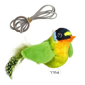 AIMAYAPET Interactive Cat Toys Hanging Squeaky Simulation Bird Plush Cats Teasing Toys with Feather Chirping Bird Toy