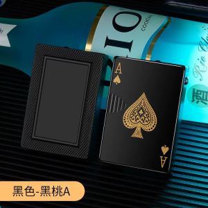Lighter poker design Light Green Flame Metal Inflatable Windproof Gas Lighter playing card