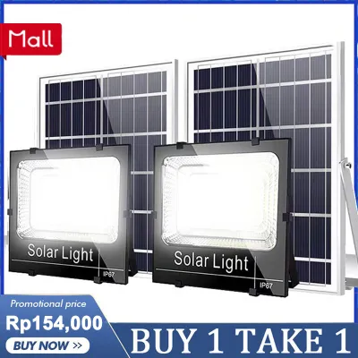 【COD】 Lampu tenaga matahari Beli 1 gratis 1 Lampu led surya Solar cell Lampu outdoor Super terang 1000W Lampu sorot solar cell 0 Biaya listrik sepanjang tahun Lampu casan tahan lama 24 jam Tahan air IP67 Garansi 10 tahun