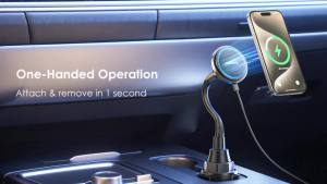 15W MagSafe Car Charger Cup Holder Mount for iPhone    MagSafe Car Mount Charger 15W Fast Charging with Adjustable Gooseneck for iPhone 17 16 15 14 Pro Max PlusMagSafe Case