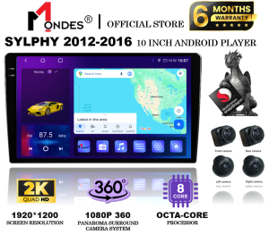 MONDES NISSAN SYLPHY 2012 - 2016 2K Q-LED CAR ANDROID PLAYER WITH 360 CAMERA (10"/8GB RAM 128GB CARPLAY DSP 4G SIM IPS)