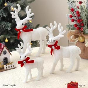 [COD] Man YingLie 10 13 15CM Christmas Artificial Plush Reindeer Xmas Elk For Christmas Tree Ornaments Decor 2025 Navidad Home Decor New Year Gift