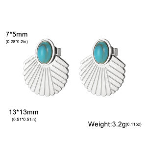 SKYRIM Stainless Steel Gold Earrings with Sapphire Vintage Elegant Earrings for girls and womens