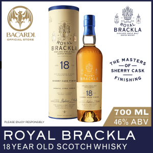 Royal Brackla 18 Year Old Single Malt Scotch Whisky - 700ml / 70cl 46% ABV - Spirit Finished in Palo Cortado Sherry Cask