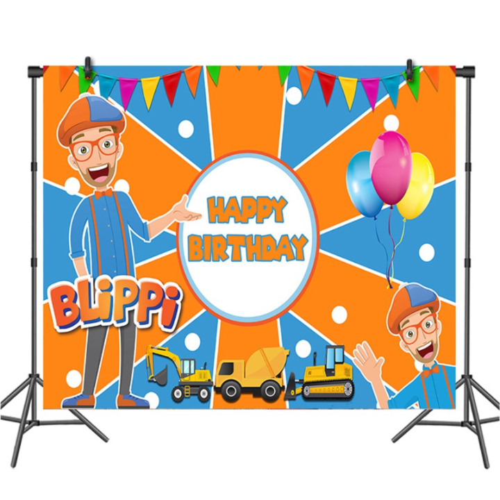 Betterservice 3 * 5FT Blippi ธีมการถ่ายภาพพื้นหลังก่อสร้างวันเกิดฉาก