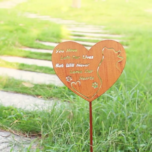 Nghệ thuật sắt Mèo và Con Chó tưởng niệm mảng bám hình trái tim tình yêu bia mộ dấu hiệu cho sử dụng ngoài trời decoratin của khu vườn và con đường