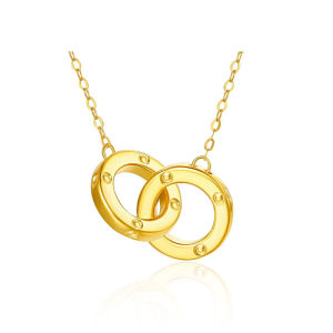สร้อยคอทองคำ 18K Mobius Double Circles สำหรับผู้หญิง เครื่องประดับทองคำชมพู สร้อยคอกระดูกไหปลาร้า CHOW TAI SENG 周大生 K0PC0250 K0PC0231R