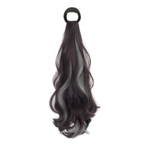 JON09 Natural Synthetic Wig Ponytail Low Tie Lightly Pony Tail Hairpiece Korean Style Strap Long Wavy Curly Ponytail Girls
