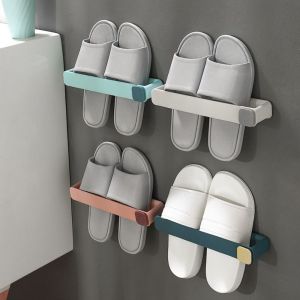 FLYING No Punching Bathroom Slipper Shelf Hanging Space Saving Shoe Rack Multifunctional Wall Mounted Flip Flop Shelf