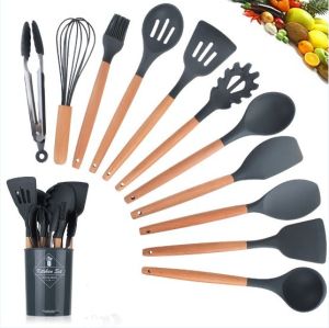 12Pcs Cooking Tools Kitchen Cookware Set Silicone Utensils Cooking Sets Tongs Spoon Household Accessories