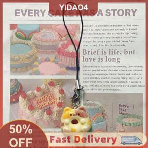 【YIDAO4】 1PC DIY Accessories Cat Cookie Phone Charm Strap Soft Kawaii Kitty Couple Keychain Pendant Cute Lanyard Keycord