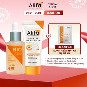 Combo dưỡng da 1: Kem chống nắng cho mặt Alifa Sun Block 50g và Serum dưỡng ẩm dưỡng trắng da Alifa BIO 35ml