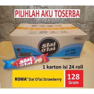 Biskuit Slai Olai Strawberry Roll / Slai Olai Stroberi Roll 128 gr - ( HARGA 1 KARTON ISI 24 ROLL )