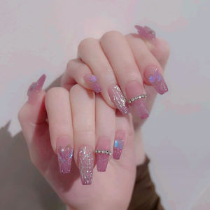 【3D/5D Fake Nails】24PCS Fake Nails Set With Glue Long Nails French Nail Care Nail Beauty Design COD