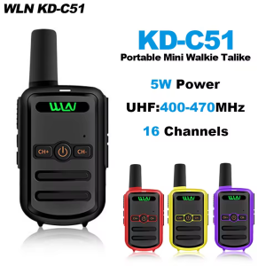 WLN KD-C51 Mini Walkie Talkie UHF 400-470MHz 16CH USB Charging Long Range Portable Handheld Two Way Radio UHF Transceiver KDC51 Hotels KTV Restaurants Waiter Intercom