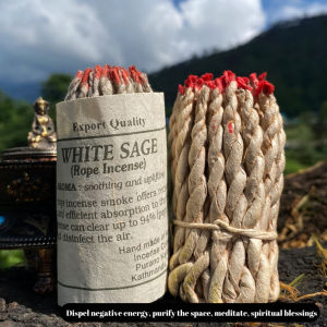 40Pcs White Sage Incense Rope 尼泊爾傳統繩香 - 檀香/乳香等 NEPAL ROPE INCENSE 鼠尾草 手工绳香 冥想 净化 祝福 祈祷 驱除负能量 Scented Rope Sandalwood Meditation Incense Stick Home Fragrance