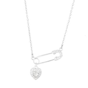 Stylish Heart Brooch Love Pin Necklace Comfortable Wear Sturdy Copper Gifts Accessory for Tendy Women Outfits