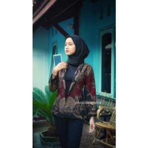 atasan blazer kekinian - atasan batik premium - blazer batik model baru - baju kerja kantor - feer ongkir - flash sale