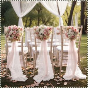 Chair Cover Chiffon Light and Soft Seatback Fluttering Curtains Banquet Beautiful
